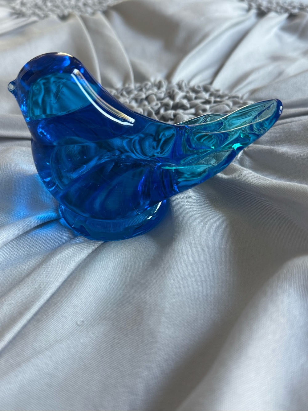 Vintage Blue Leo ward Glass Bird of happiness signed 1990 Figurine